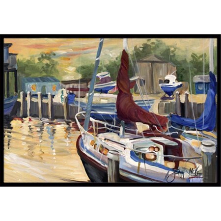 Carolines Treasures New Sunset Bay Sailboat Indoor and Outdoor Mat- 24 x 36 in. JMK1083JMAT